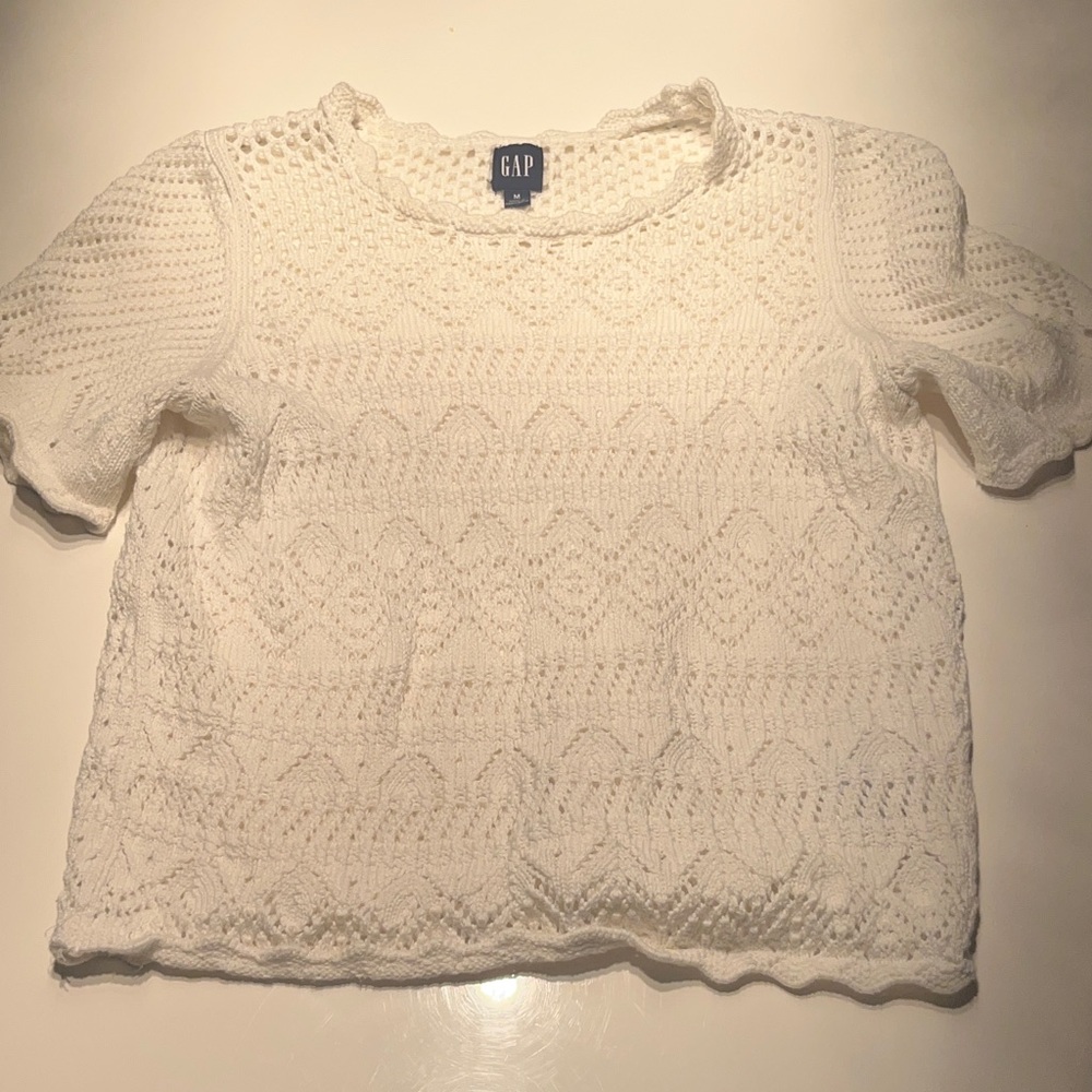 GAP Ivory Crochet Knit Blouse
